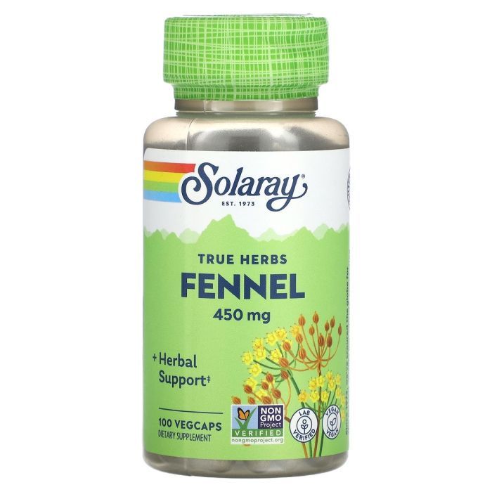 Травы Solaray Фенхель, 450 мг, Fennel, 100 вегетарианских капсул (SOR-01260)