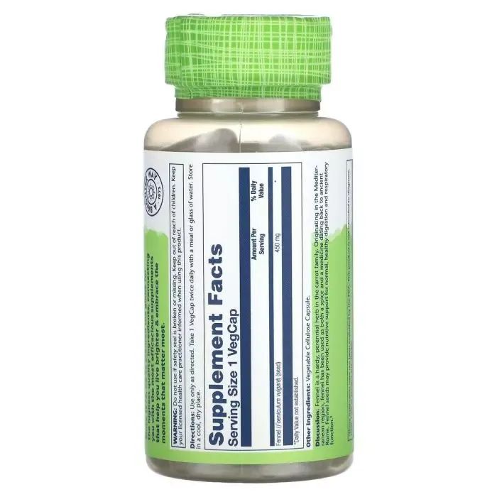 Травы Solaray Фенхель, 450 мг, Fennel, 100 вегетарианских капсул (SOR-01260) изображение 2