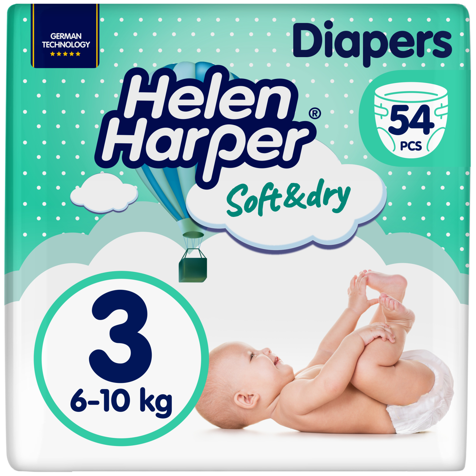 Підгузки Helen Harper Soft&Dry New Midi Розмір 3 (6-10 кг) 70 шт (2316773)