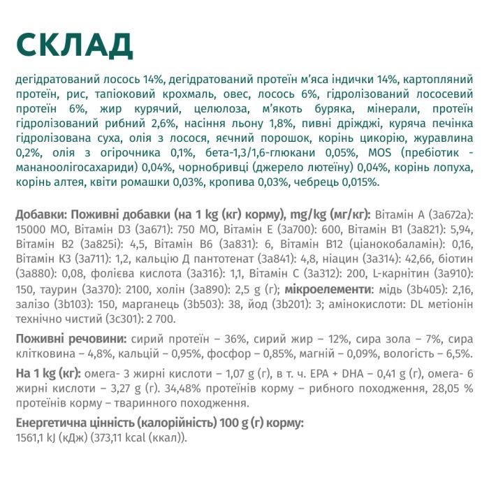 Сухой корм для кошек Optimeal для стерилизованных/кастрированных с лососем 1.5 кг (4820215368162) изображение 6