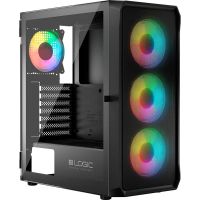 Корпус для ПК Logic concept PORTOS MESH+GLASS ARGB fans 4x120mm BLACK (AT-PORTOS-10-0000000-0002)