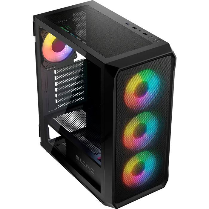 Корпус для ПК Logic concept PORTOS MESH+GLASS ARGB fans 4x120mm BLACK (AT-PORTOS-10-0000000-0002) изображение 4
