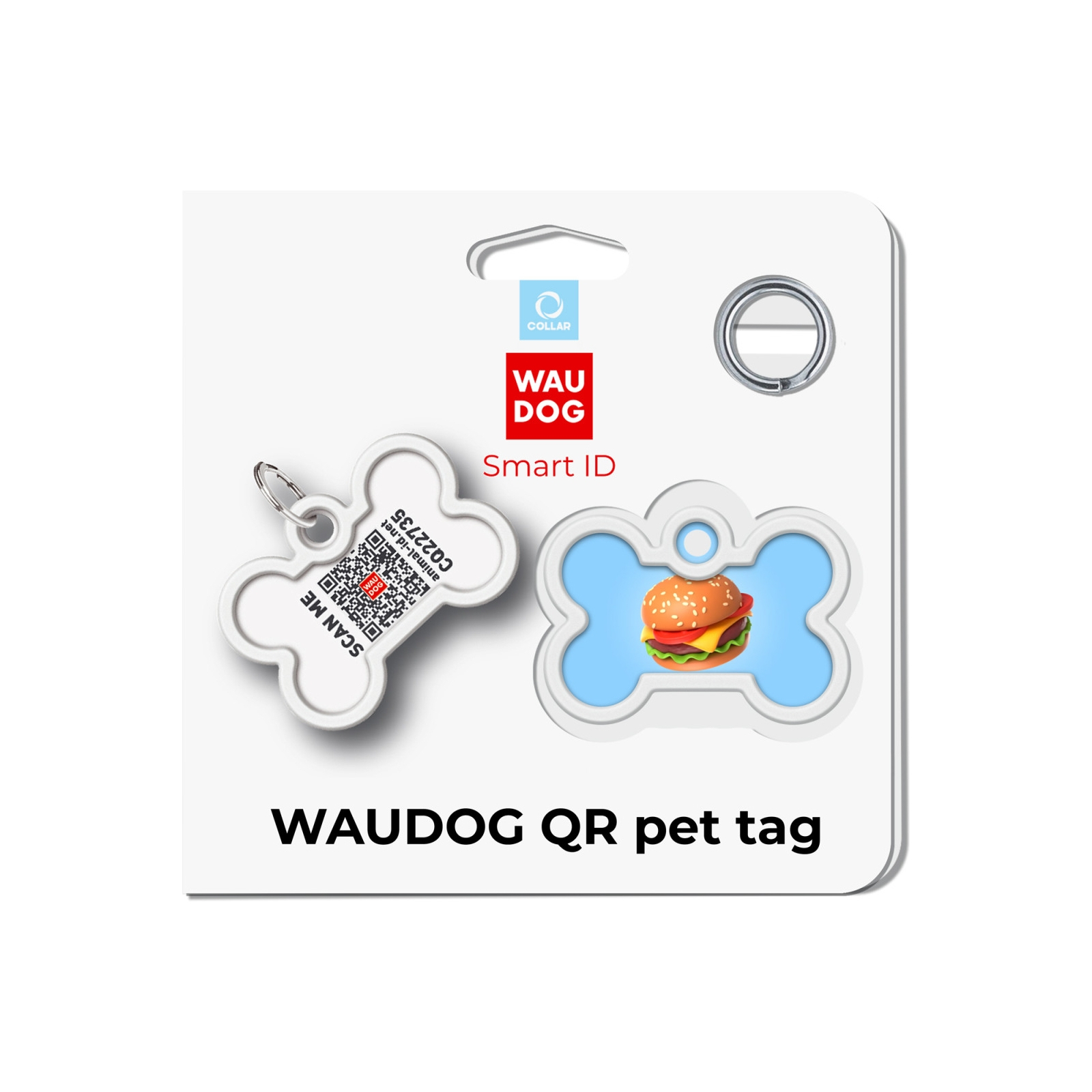 Адресник для тварин WAUDOG Smart ID з QR паспортом "Гамбургер", кістка 40х28 мм (231-4037) зображення 5
