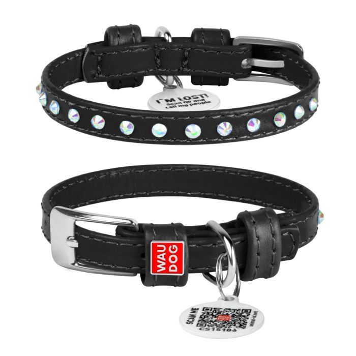 Ошейник для животных WAUDOG Glamour з QR-паспортом з стразами XXS2 Ш 9 мм Д 19-25 см ментоловий (325213)