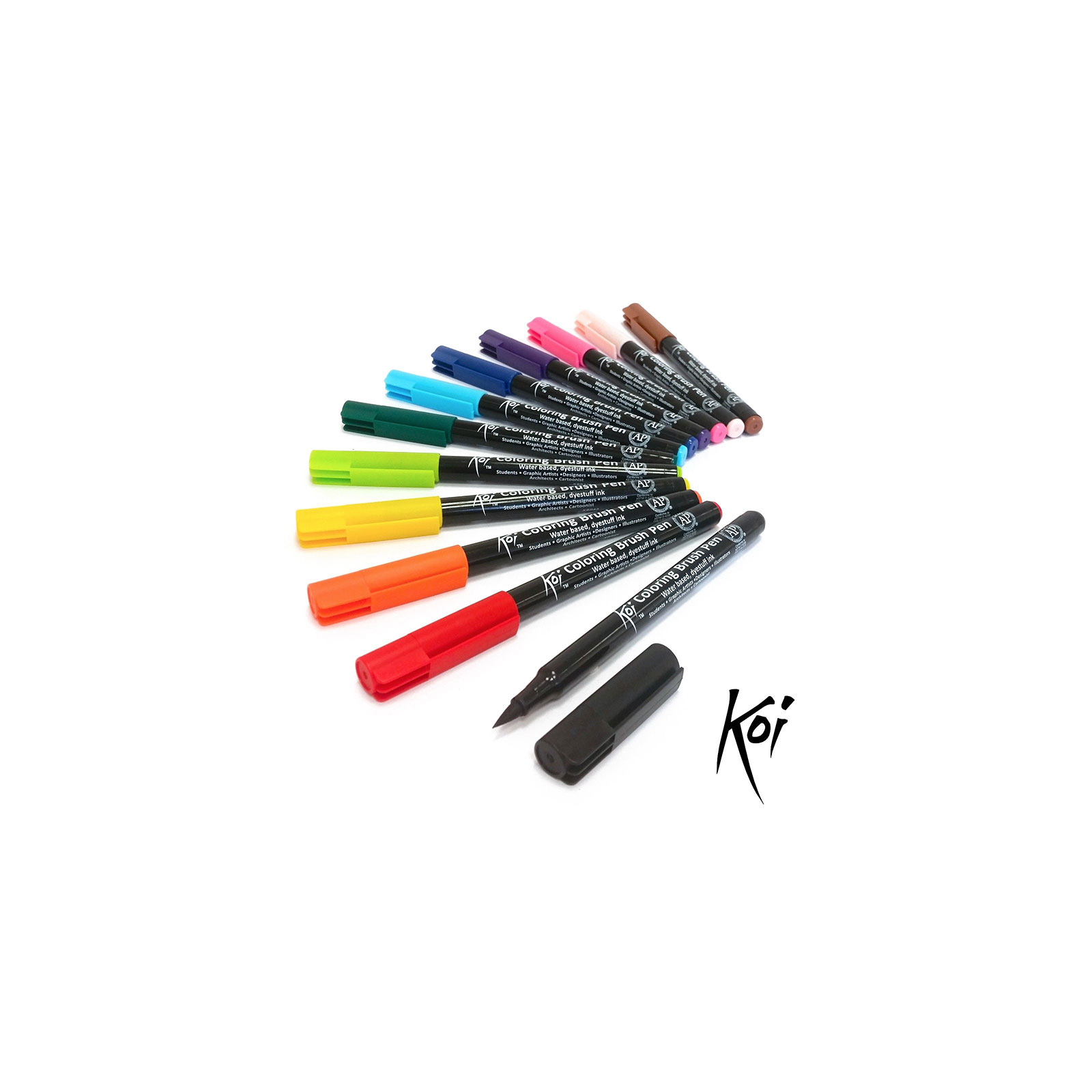 Художественный маркер KOI набор Coloring Brush Pen, 12 цветов (084511391772) изображение 2