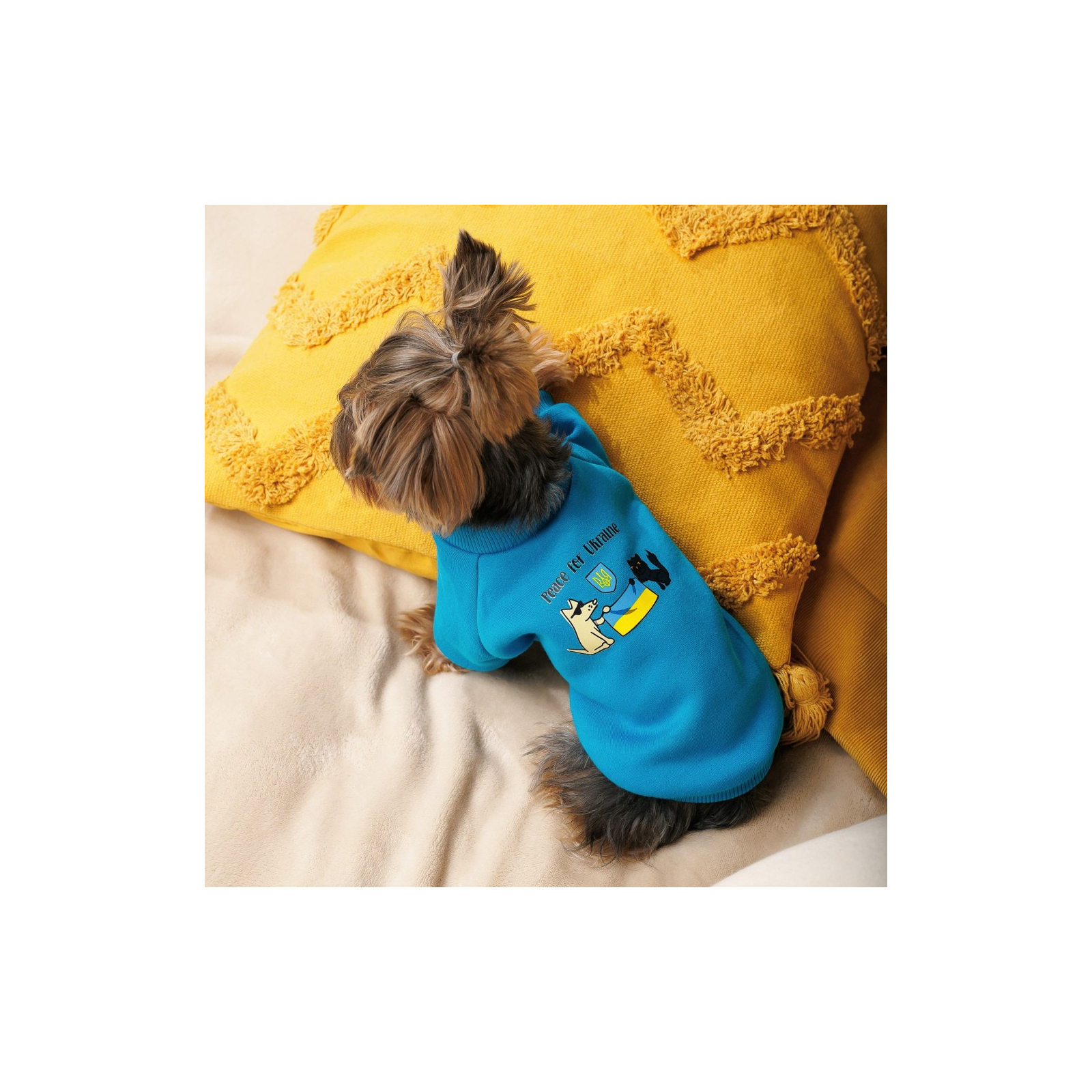 Толстовка для животных Pet Fashion "Peace for Ukraine" XS голубая (4823082432608) изображение 3