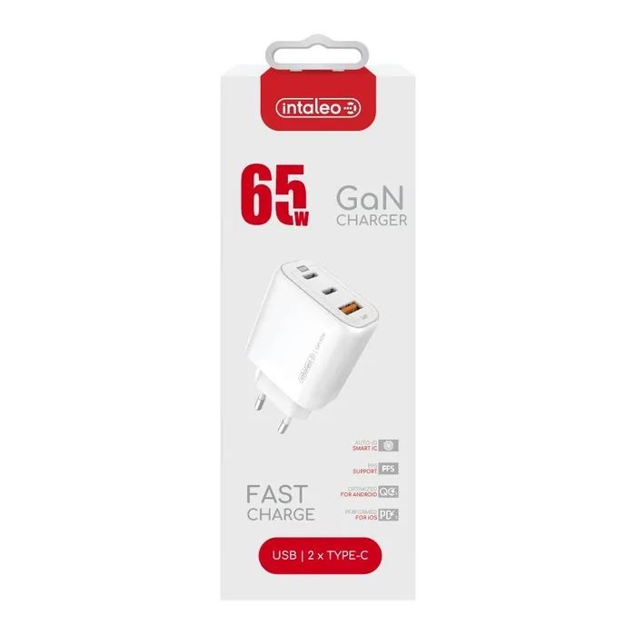 Зарядний пристрій Intaleo 65W GAN 2USB-C PD+USB-A QC 3.0 white (1283126559525) зображення 7