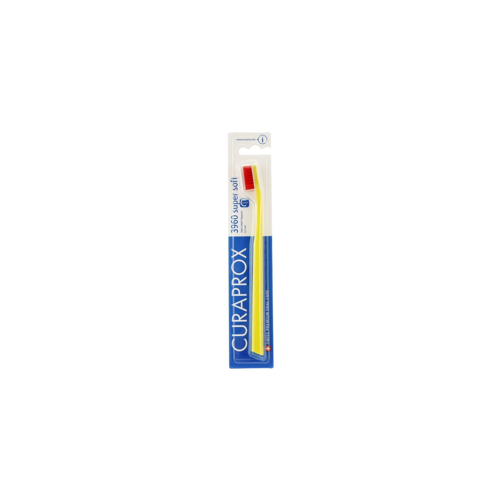 Зубна щітка Curaprox CS 3960 Super Soft Суперм'яка D 0.12 мм Жовта з червоною щетиною (CS 3960-05)