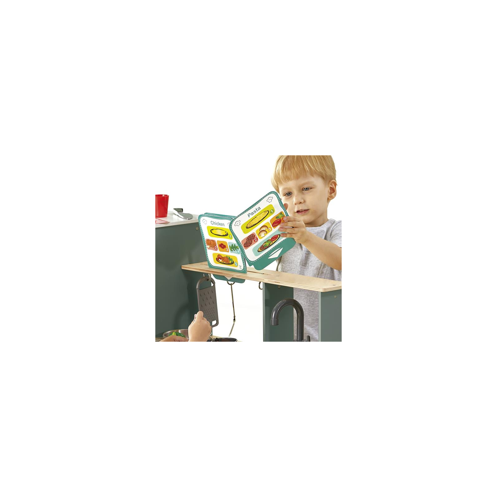 Игровой набор Hape Детская кухня с оборудованием и продуктами (E3178) изображение 8