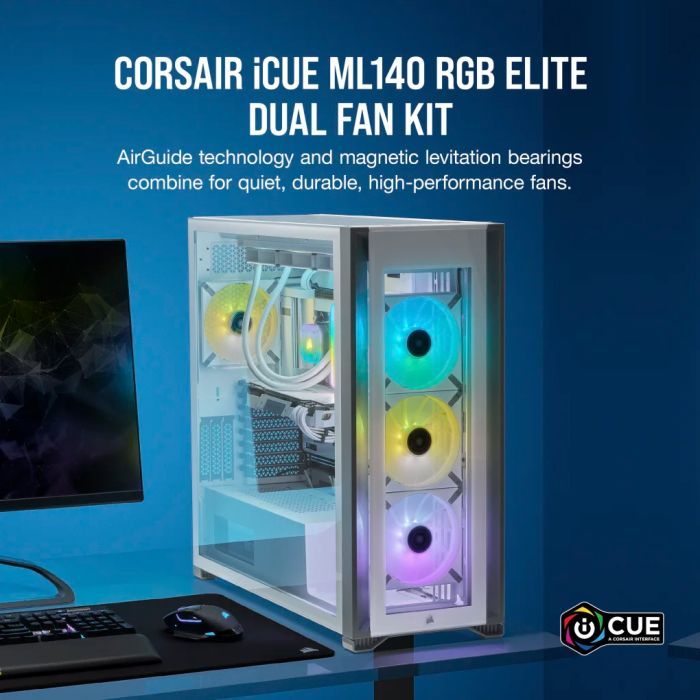 Кулер для корпуса Corsair ML140 RGB Elite Premium Dual Pack (CO-9050119-WW) изображение 9