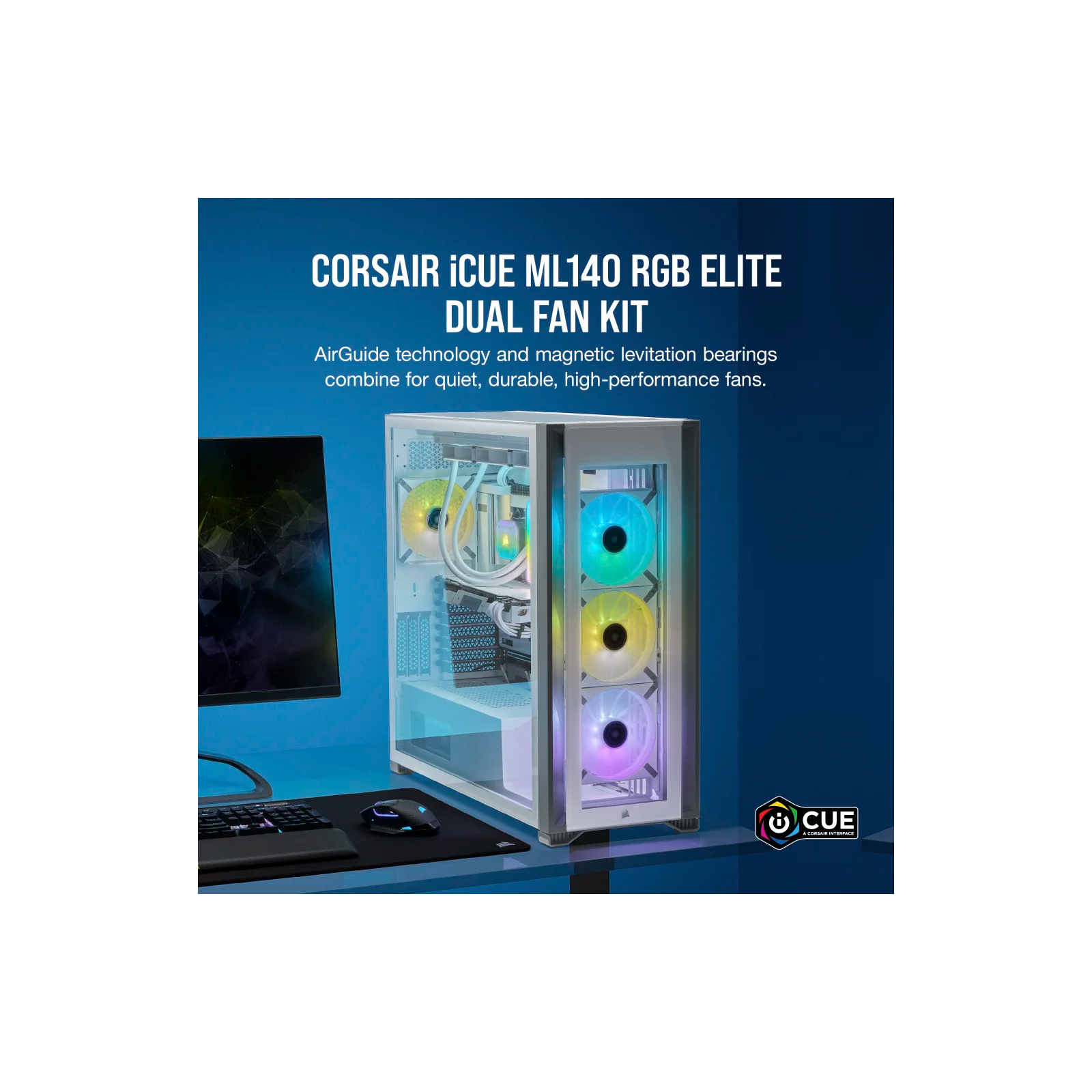 Кулер для корпуса Corsair ML140 RGB Elite Premium Dual Pack (CO-9050119-WW) изображение 9