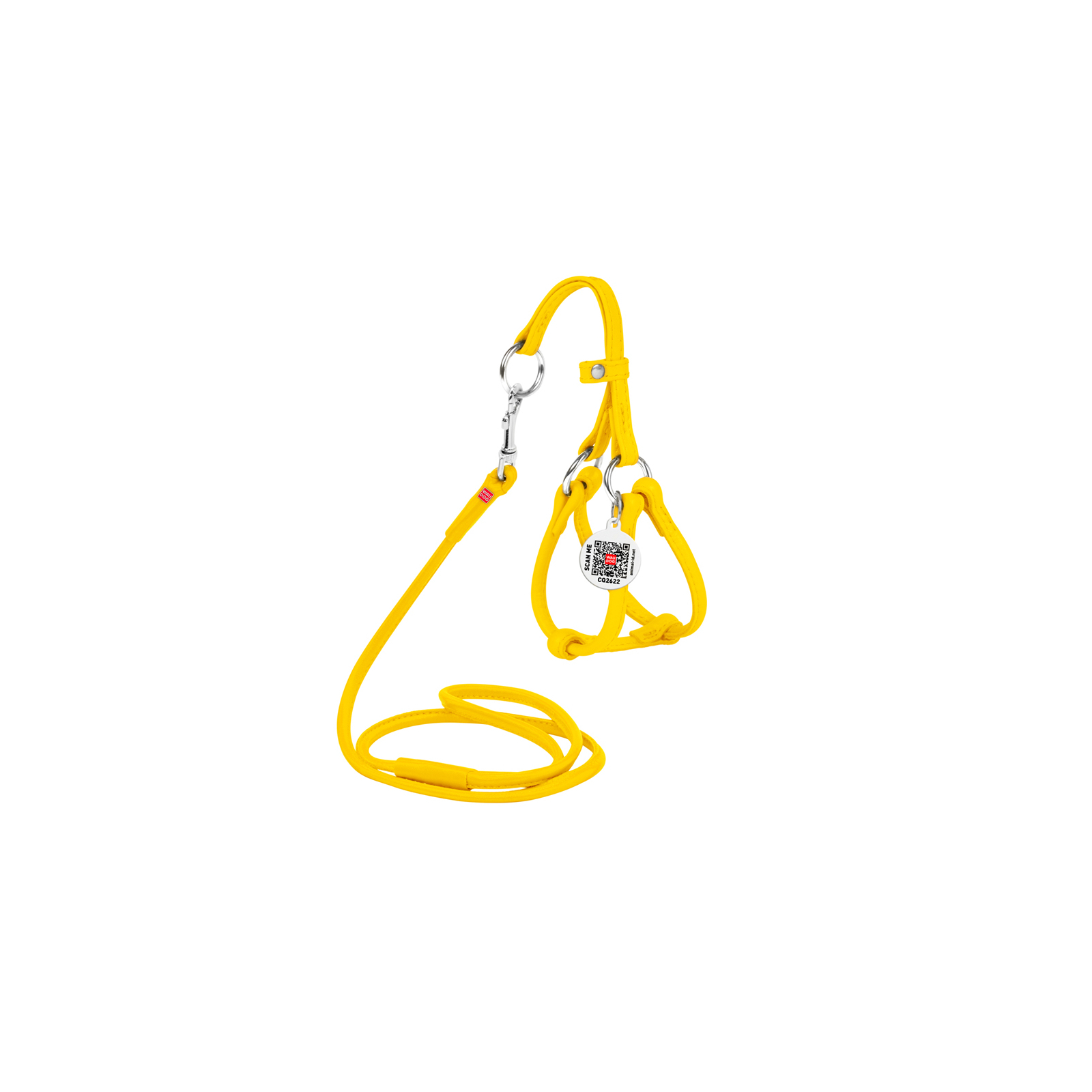 Шлей для собак WAUDOG Glamour круглая, с поводком XXS желтая (34018) изображение 2