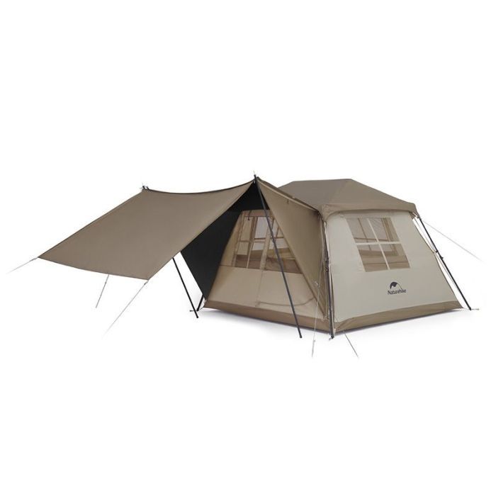 Палатка Naturehike з навісом Village CNK2300ZP022 коричневий малий (6976023920172)