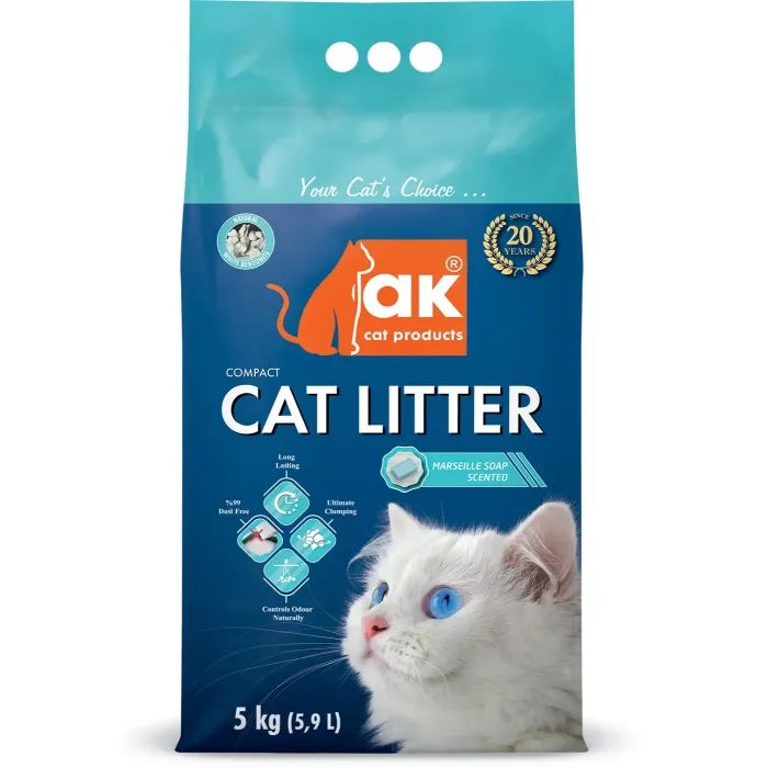 Наповнювач для туалету AK Cat Products Бентонітовий Compact Cat Litter марсельське мило 5 кг (AKMN013) зображення 2