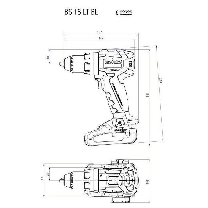 Шуруповерт Metabo BS 18 LT BL 18В, 34-75Нм, 0-600·0-2100об/мин, 1.6кг (без АКБ и ЗУ) (602325890) изображение 2
