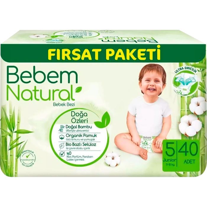 Подгузники Bebem Natural 5 Junior 11-18 кг 40 шт (8690536831975)