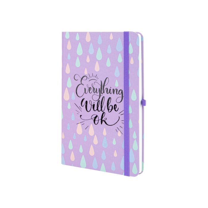 Книга записная Optima А5 EVERYTHING OK, твердая обложка бумага, резинка, линия (O20812-42)