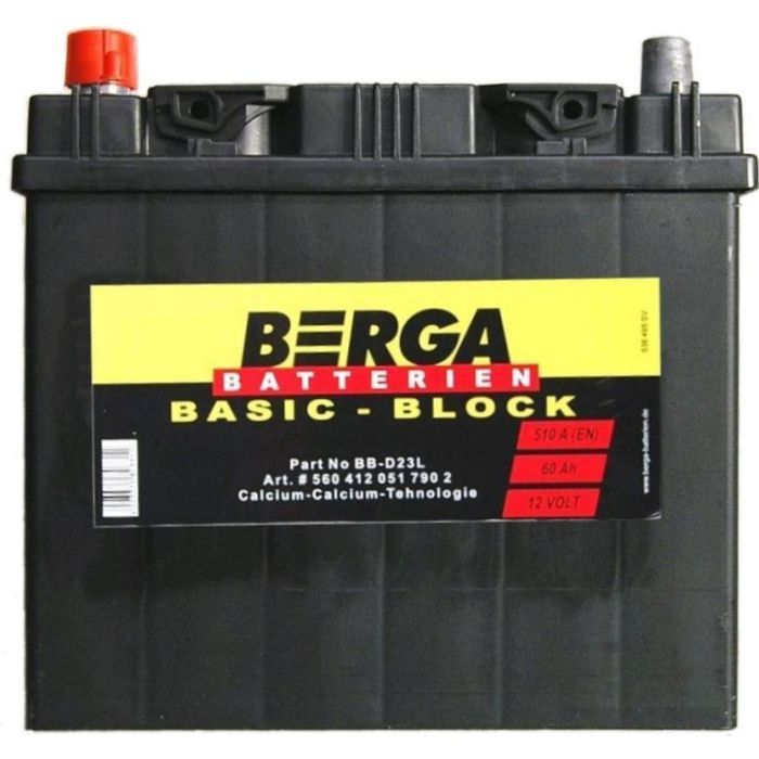 Аккумулятор автомобильный Berga Basicblock 60Ah ASIA (+/-) (510EN) (5604130517902)