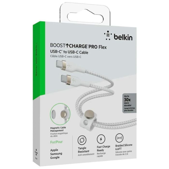 Дата кабель USB-C to USB-C 2.0m 60W White Belkin (CAB011BT2MWH) изображение 12