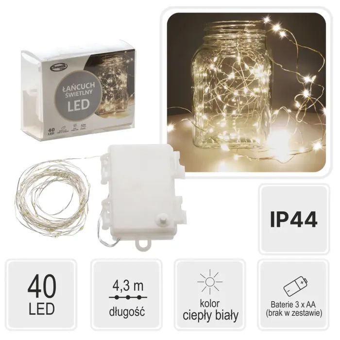 Гирлянда Chomik Струна 4.3 м 40 LED Теплый белый (5900779802643) изображение 7