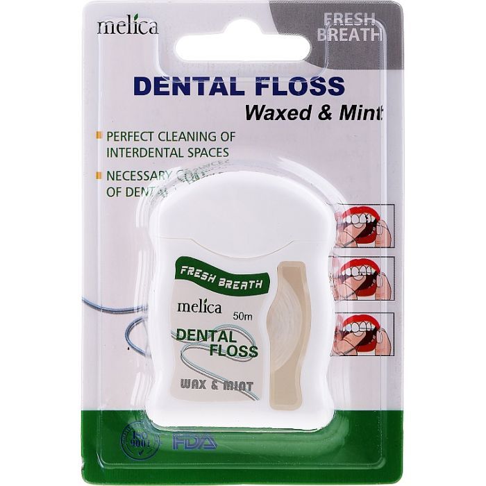Зубна нитка Melica Dental Floss Waxed & Mint 50 м (4770416002481)