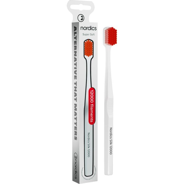 Зубна щітка Nordics Silk 12000 White/Red Біла з червоними щетинками (3800500324128)