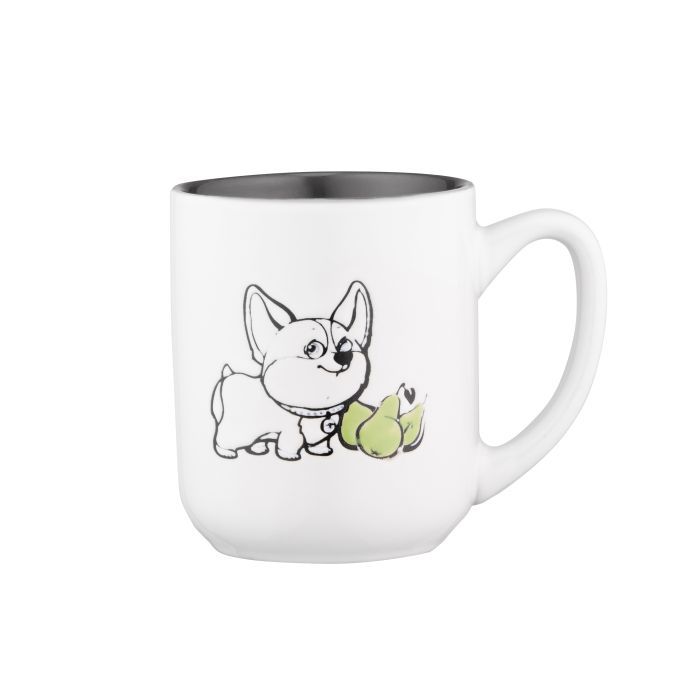 Чашка Ardesto Corgi, 380мл, кераміка, біло-сірий (AR3054)