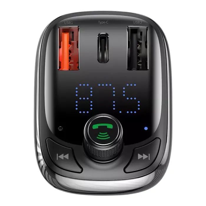 FM модулятор Baseus FM Launcher S-13 2 USB + Type-C (CCMT000101) зображення 3