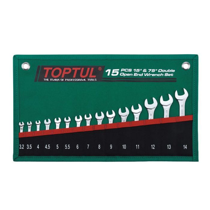 Ключ Toptul рожковый 15 шт. 3,2-14мм 15°х75° (GRAJ1501)