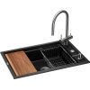 Мийка кухонна GRANADO Royal Artes black shine (+ подрібнювач Algar 1000 + змішувач Ferrol inox + дозатор Redondo inox (ksg1301)