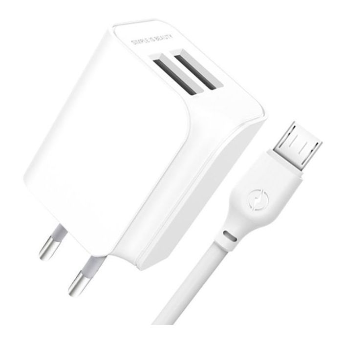 Зарядное устройство XO L35D 2 USB 2.1A cable microUSB (XO-L35-MCR)