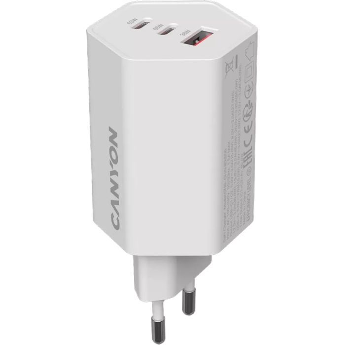 Зарядний пристрій Canyon HEXAGON 65 GaN 65W 2xPD 1xQC EU White (CND-CHAHEX65W)