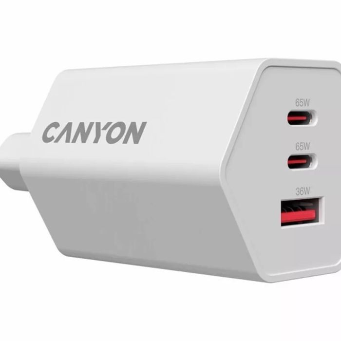Зарядний пристрій Canyon HEXAGON 65 GaN 65W 2xPD 1xQC EU White (CND-CHAHEX65W) зображення 5