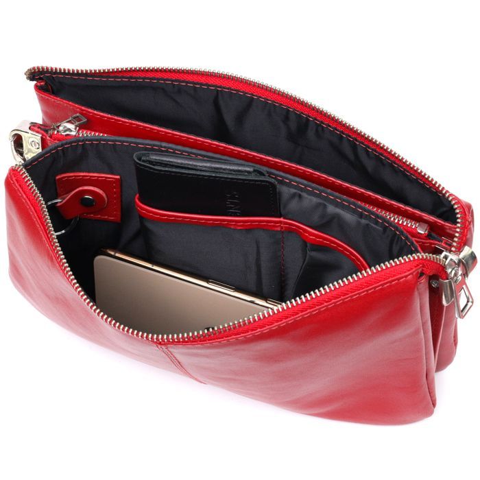 Сумка Grande Pelle Из натуральной кожи Красная (11670) изображение 7