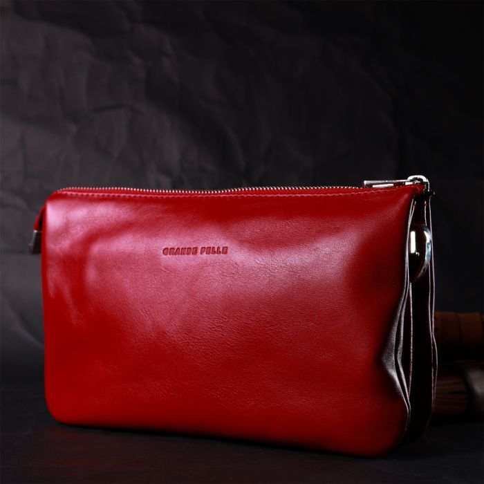 Сумка Grande Pelle Из натуральной кожи Красная (11670) изображение 8
