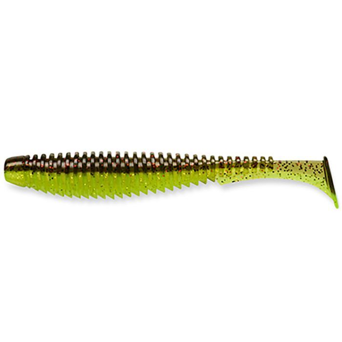 Силикон рыболовный FishUP U-Shad 3" 203 - Green Pumpkin/Flo Chartreuse (9шт/уп) (1864.15.14)