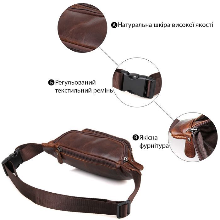 Сумка Vintage Поясная Коричневая (14422) изображение 4