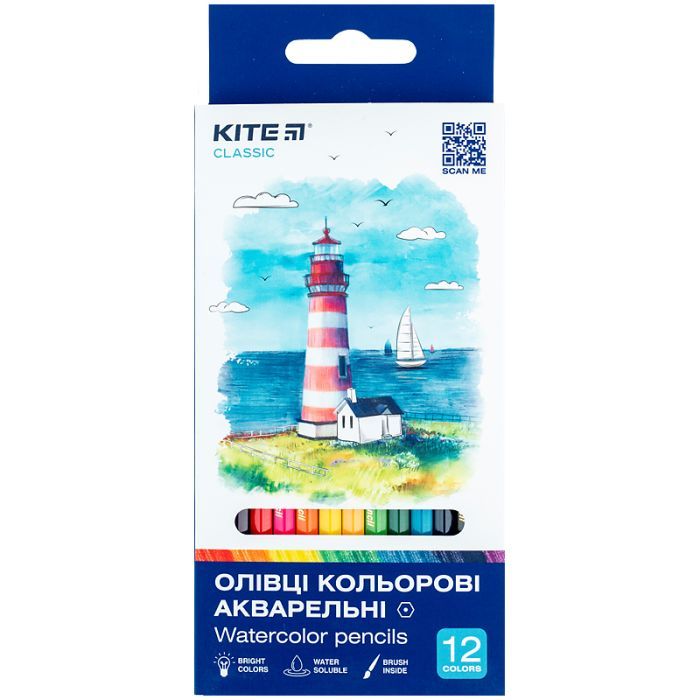 Карандаши цветные Kite Classic акварельні, 24 кольори (K-1050)