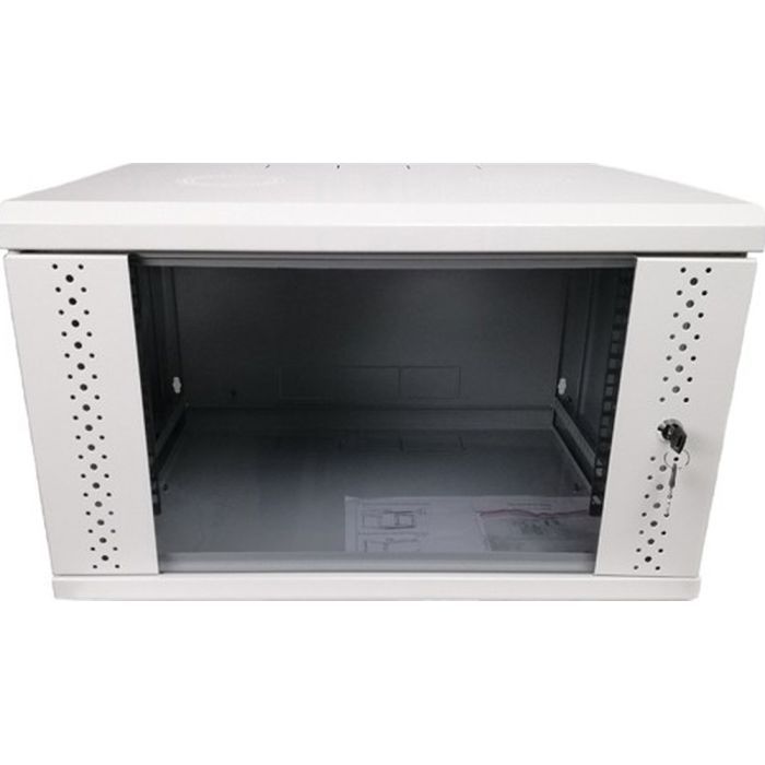 Шкаф настенный Eserver 6U, 600х500х370 (Ш*Г*В), стекло, серый (ES-Е650G)