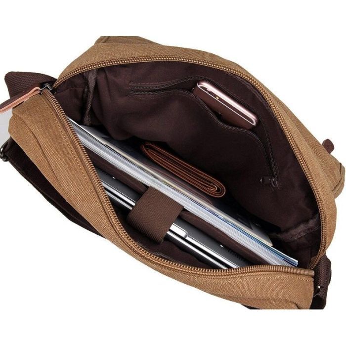 Сумка Vintage Текстильная Коричневая (14445) изображение 9