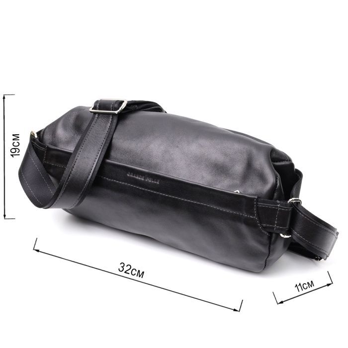 Сумка Grande Pelle Через плечо из натуральной кожи Черная (11649) изображение 3