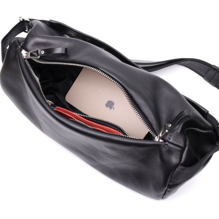 Сумка Grande Pelle Через плечо из натуральной кожи Черная (11649) изображение 6
