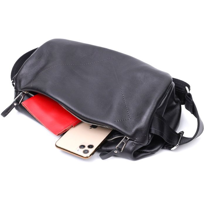 Сумка Grande Pelle Через плечо из натуральной кожи Черная (11649) изображение 7