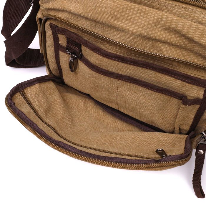 Сумка Vintage Мужская мессенджер из текстиля Песочная (22206) изображение 6