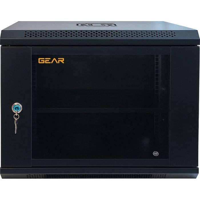 Шкаф настенный GEAR 9U 19" 600x450x500 мм, + полка 19", black (GWMSN-9U-600-450)