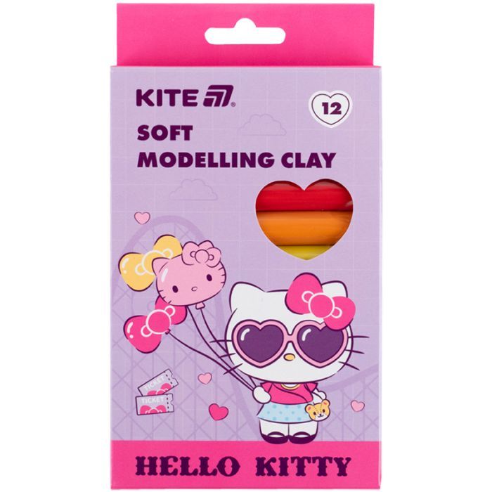 Пластилин Kite Hello Kitty восковий, 12 кольорів, 200 г (HK25-086)