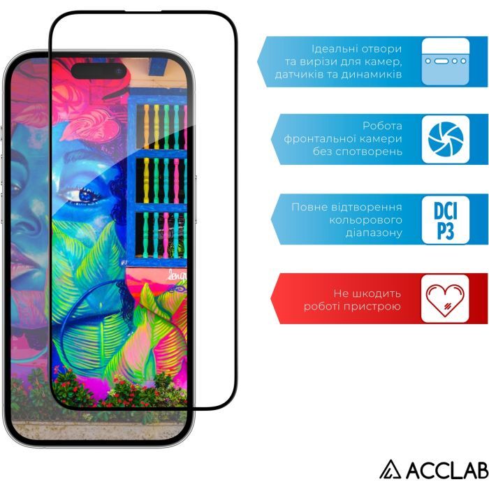 Скло захисне ACCLAB Full Glue ESD Apple iPhone 14 Pro Black (1283126542046) зображення 5
