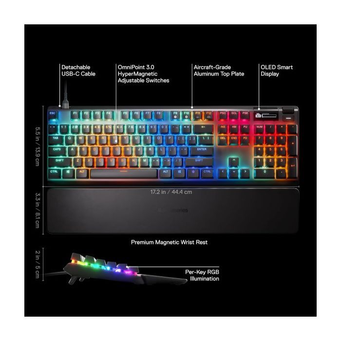 Клавиатура SteelSeries Apex Pro Gen 3 USB UA Black (64660) изображение 4