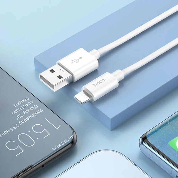 Дата кабель USB 2.0 AM to Lightning 1.0m Magic silicone X87 white HOCO (6931474783202) изображение 4