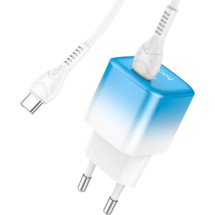 Зарядний пристрій HOCO C101A USB-C PD20W + cable USB-C to USB-C Ice Blue (6931474769398) зображення 4